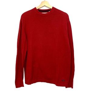 Alex Cannon Pullover Sweater Deep Red Crew Neck Long Sleeve 100% Cotton Small